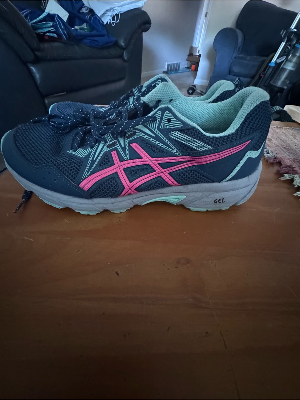 ASICS Navy and Pink Women's Gel Running Shoes